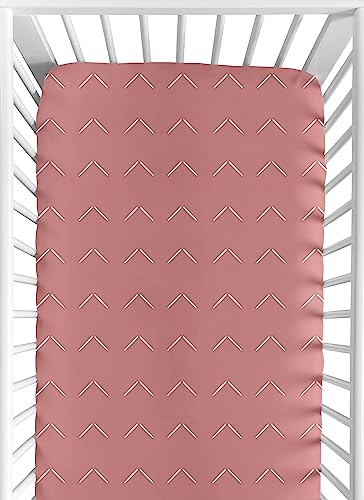 Image of Sweet Jojo Designs Mauve Pink Boho Arrow Girl Baby Fitted Crib Sheet Infant Newborn Nursery Toddler Bed Room Standard Mattress Dark Rose Modern Bohemian Farmhouse Shabby Chic Ivory Arrows Diamond Tuft