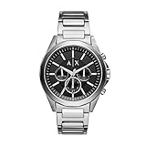 armani exchange chronograph watch gold Schwarzes Zifferblatt mit silbernen Indexen - Chronograph mit Datum und 24-Stunden-Anzeige - Silberne Zeiger - Mineralglas