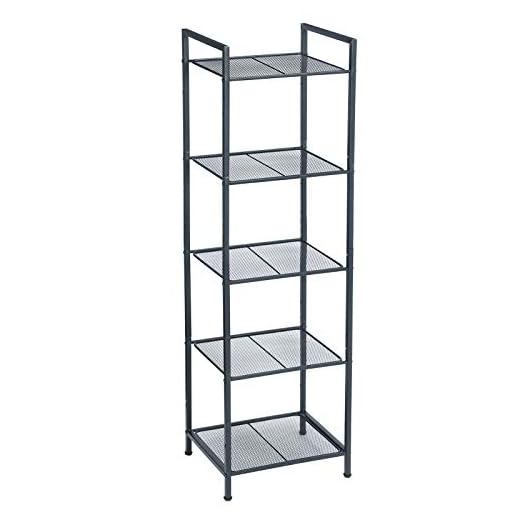 SONGMICS Estantería Baño, Estantería Metálica, Estantería Cocina, 5 Niveles, para Baño, de Pie, para Plantas, Ampliable, Estantes Ajustables, Diseño Industrial, para Cocina, Negro BSC35BK