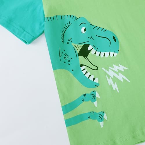 Image of HILEELANG Toddler Boy Summer Short Clothes Sets Cotton Crewneck Tees Shorts Pocket Adjustable Knite Shorts Playwear Sets