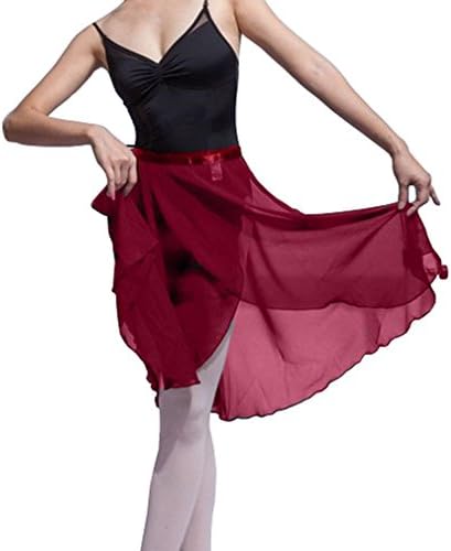 Hoerev Adult Sheer Wrap Skirt Ballet Skirt Ballet Dance Dancewear Burgundy
