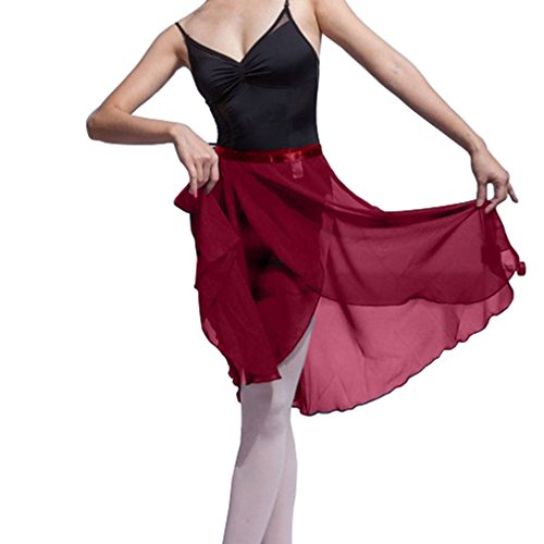 Hoerev Adulto Envoltura Envuelta Falda de Ballet Danza de Ballet Dancewear,Rojo Oscuro,S