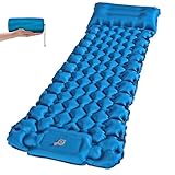 NHOWIN Isomatte Camping 9cm | All-in-One Luftmatratze Camping Matratze mit Integrierter Fußpumpe & Kopfkissen | Aufblasbare Isomatte Ultraleicht mit Kleinem Packmaß | Für Wandern, Backpacking
