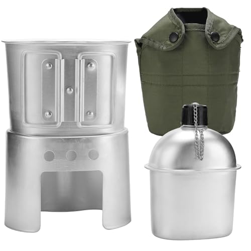 Ensemble complet cantines militaires de randonnée avec popote aluminium et tasse inox