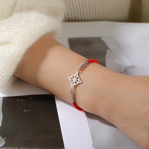 EUEAVAN Witch Knot Bracelet Irish Trinity Celtic Knot Bracelet Handmade Braided Rope Lucky Red String Bracelet Adjustable Beaded Couple Triquetra Wiccan Amulet Jewelry2