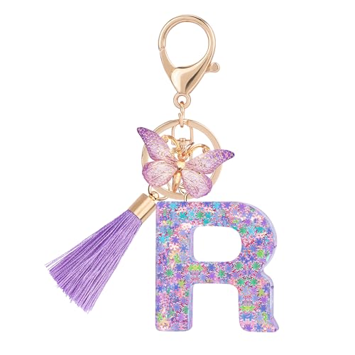 Suweibuke Cute Pink Key Chains for Women Girls, Initial Letter Keychains with Tassel,...