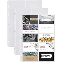 Dunwell Business Card Holder Sleeves 25 Pack for 500 Cards, Heavyweight Plastic Sheet Protect, Each Sleeve Holds 20 2x3.5 Namecards, 3-Hole Punched, Fits 3-Ring Binders