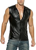Manview Latex ähnliches Herren Top - Kunstleder Top mit Reissverschluss (DE/NL/SE/PL, Alphanumerisch, M, Regular, Regular)