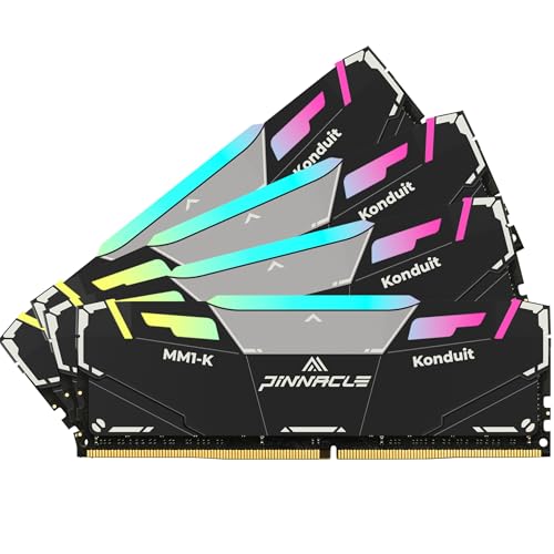 Image of Timetec Pinnacle Konduit RGB DDR4 3200MHz PC4-25600 CL16-18-18-38 XMP2.0 Overclocking 1.35V Compatible for AMD and Intel Desktop Gaming PC Memory Module RAM (RGB Black, 32GB KIT(4x8GB))