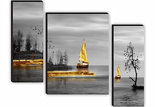 Image of SAF paintings Set of 3 Landscape Decorative Painting UV Textured Home Decorative Gift Item Self Adeshive Painting 18 Inch X 12 Inch SANFJM31041