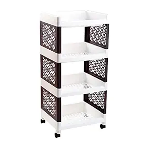 CALANDIS Barthroom Rolling Utility Cart Mobile Storage Holder Trolley Cart Coffee