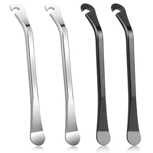 Prasacco 4 Packs Bicycle Tire Iron Spoons, Bike Tire Lever Tyre Spoon Iron Changing Tool Stainless Steel Bike Tire Levers Tire Repair Tool Kit Heavy Duty Tire Removal Tool for Road Bike Mountain Bike