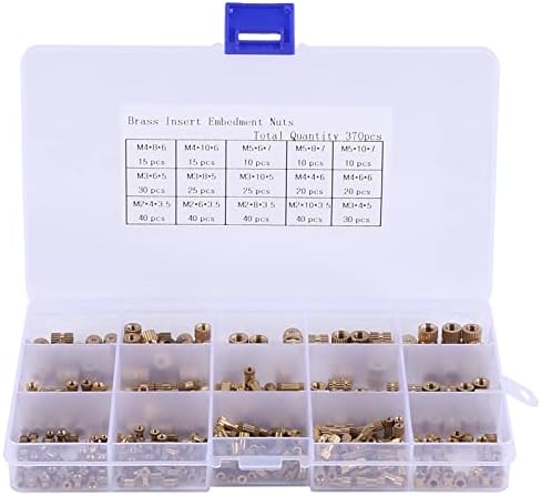 Generic HOT 370PCS M2 M3 M4 M5 Internal Thread Knurled Nut Brass Thread Insert Insert Nut Sorting Kit - (Color: Brass)