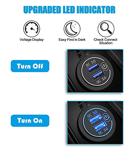 2-Pack-12V24V-USB-Outlet-with-Three-Extra-Panels-Quick-Charge-30-Dual-USB-Power-Outlet-with-Touch-Switch-Waterproof-12V24V-Fast-Charge-USB-Charger-Socket-DIY-Kit-for-Car-Boat-Marine-etc