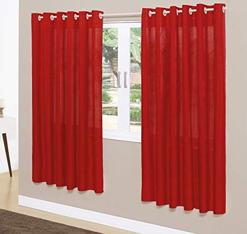 Cortina Para Sala ou Quarto Tecido Grosso Oxford Maquinetado De Varão Com Ilhós Vermelha