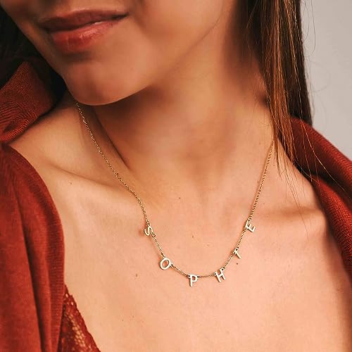 Custom Name Necklace Personalized, 18K Gold Plated Initial Choker Name Necklace Dainty Customize Letter Necklace for Women Girl3