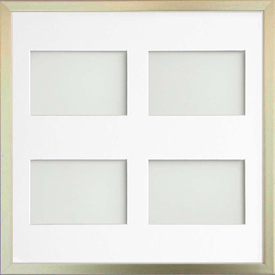 Frame Company Multi Aperture Photo Frame, Champagne Gold, 40x40cm for image size 6x4 inch (x4), fitted with perspex