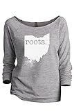 Thread Tank Home Roots State Ohio OH Women's Slouchy 3/4 Sleeves Raglan Sweatshirt Sport Grey Large