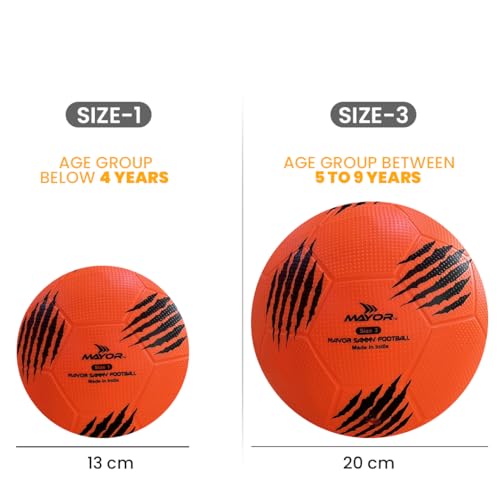 Mayor Sammy Indoor and Outdoor Rubber Football Kids Football for Age Group Below 9 Years - Size: 3 (Pack of 1, Orange)