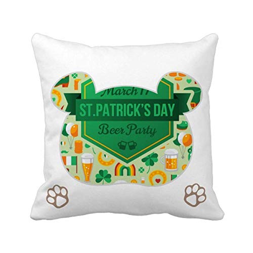 Housse de coussin ours Saint-Patrick cadeau déco original trèfle Clover - 2