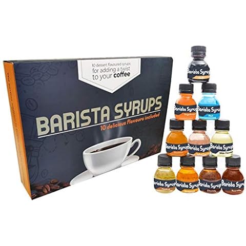 Luxury Coffee Syrups Set of 10 - Made in the UK - Deluxe Gift of Dessert Flavours - Top Latte, Cappuccino, Americano - Delicious Present for Mocha Lovers Cover