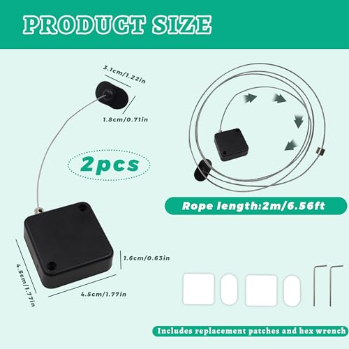 2 Stück einziehbare Fernbedienung Halteschloss 1,8 m verstellbare TV-Fernbedienungsleine mit Verschluss, Sicherheitskabel für Gaming-Controller und Tablets, Showroom (2 Stück)