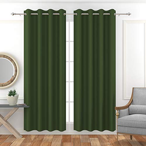 Image of Premium Blackout Solid Curtain for Home 100% Opaque Curtains for Long Door 9 Feet,Pack of 2,Dark Green