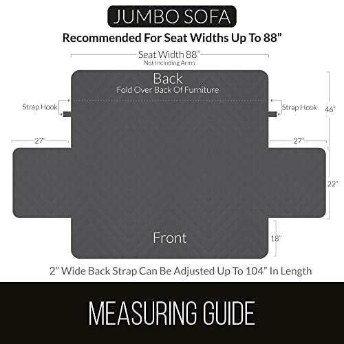 Sofa Shield Couch Slip Cover with Patented Strap, Cushion Protector, Reversible Stain and Dog Tear Resistant Slipcover, Quilted Microfiber 88in Seat, Washable Covers for Dogs Pets Kids, Burgundy Tan