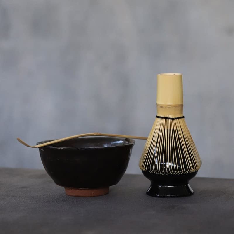 Juego de 4 Uds de Cuenco de cerámica Tradicional Matcha con batidor de bambú Chasen Keeper Scoop Chawan Kit Completo de artículos para la Ceremonia del té