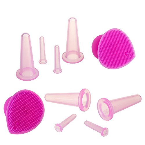 Double Chin Reducer - Facial Cupping Set - Face Cupping Set Of 5Pcs - Cupping Therapy Set For Face - Ideal To Cup Your Cheeks, Chin And Lips - Silicone Anti Cellulite Massager - Cups Kit By Sandine