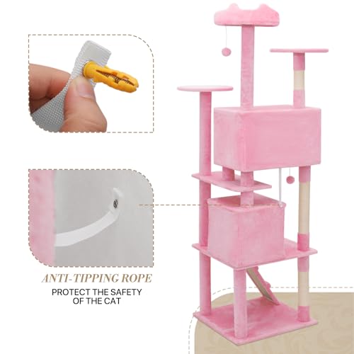 Torre para Gatos Moderna Athena 77 pulg Altura con Rascador y Consolas miniatura 7