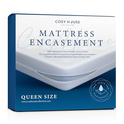 Cosy House Collection Luxury Bamboo Waterproof Zippered Mattress Protector Encasement - Noiseless Hypoallergenic Cover Stays Cool - Queen