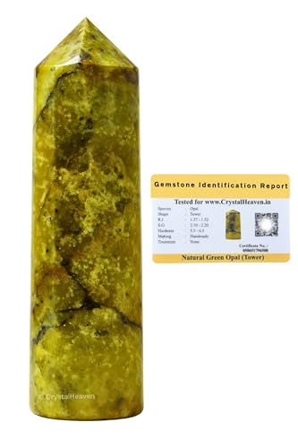 Image of Crystal Heaven Green Opal Crystal Tower Obelisk Point For Chakra, Healing And Balancing - Aaa Grade Original Certified Gemstone Agate For Reiki Meditation Yoga Spiritual (3-4 Inches)