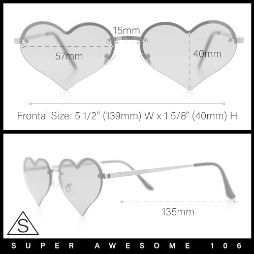 Womens Hippie Bubbly Heart Shape Half Rim Metal Retro Sunglasses3
