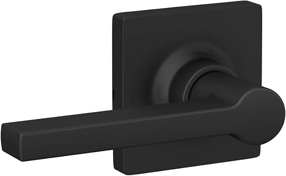 Straight Lever with Square Trim Dummy Door Handle, Matte Black Finish