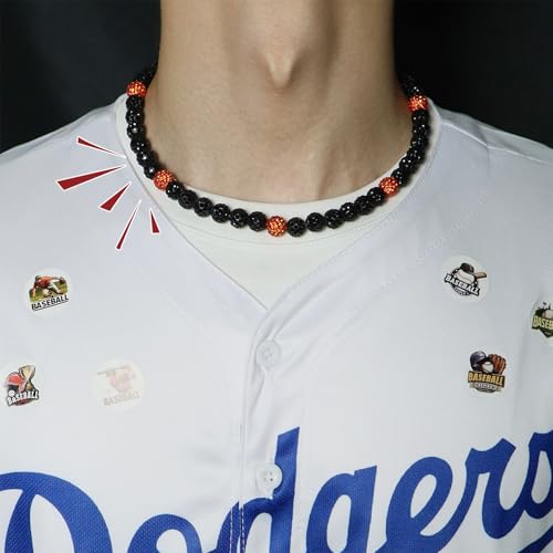Baseball Beaded Necklace for Men,Baseball Necklace Gifts,Diamond Rhinestone Discoball bead necklace,Chain Necklace Gifts for Baseball Player Team Lovers