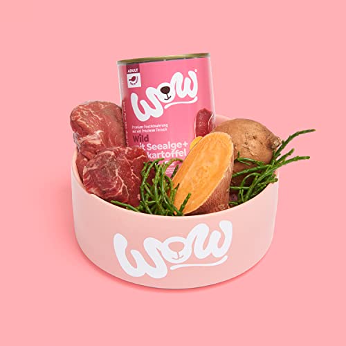 Wow Hundefutter nass Adult mit Wild, 11x 150g I reichhaltiges Nassfutter für ausgewachsene Hunde Aller Rassen I Beste Qualität mit viel Fleisch, Seealge & Süßkartofel I hohe Verträglichkeit