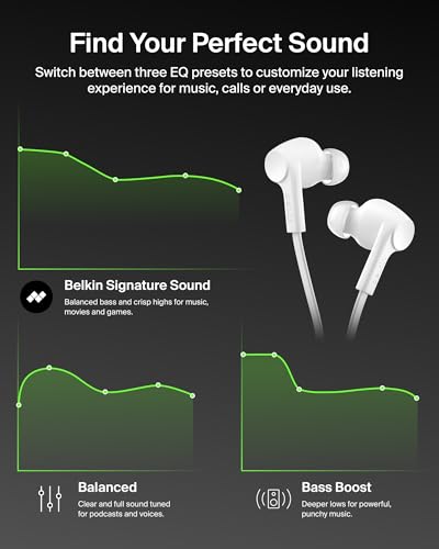Belkin SoundForm ANC Earbuds Wired USB-C, White - Image 8