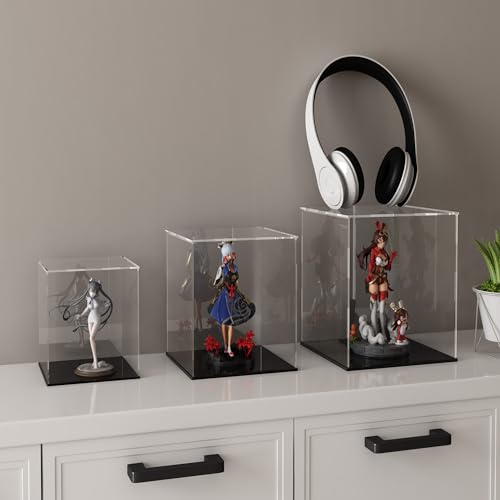 Image of Acrylic Display Case for Collectibles and Toys, Versatile Clear Acrylic Display Box with Black Base for Showcase and Displaying, 13x13x13-inch