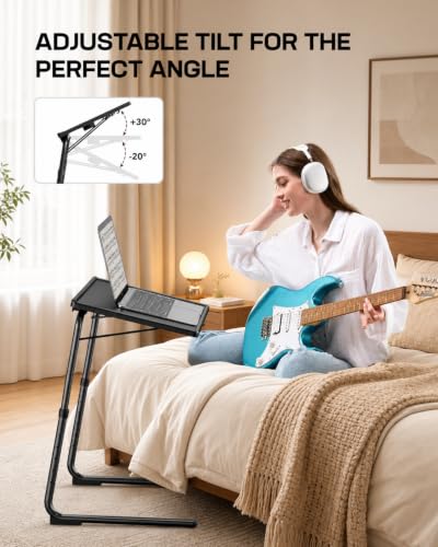 Image of LORYERGO TV Tray - TV Table for Eating, Folding Table Trays with 6 Height & 3 Tilt Angle, TV Tray Table with Cup Holder, Dinner Tray for Eating or Working on Couch, Bed, Living Room, Home & Office