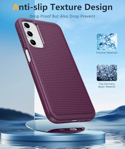 Image of FNTCASE for Galaxy A15-5G Phone Case - Samsung A15 5G Military Grade Drop Protection, 14ft Drop Tested, Screen Protector Included, Anti-Slip Textured, TPU+PC Dual Layer Shockproof Cover (Burgundy)