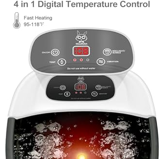 Foot Spa Bath Massager with Heat Bubbles and Vibration Massage and Jets, 16 OZ Calming Lavender Foot Soak Epsom Salt, MoodRelish Foot Soaker with Red Light, 22 Massage Rollers, Adjustable Temp - Black