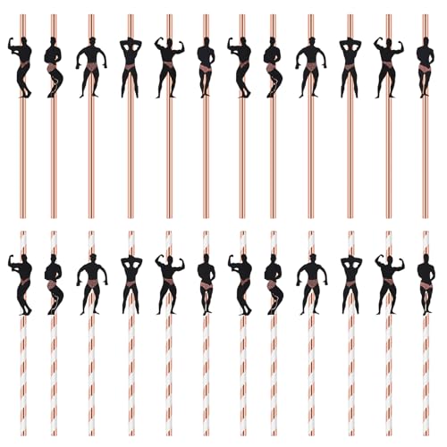 24 PCS Bachelorette Straws Disposable Bachelorette Party Straws Funny Stripper Pole Dancer Drinking Straws for Adult Bachelorette Party Favors Bridal Shower Girls Night
