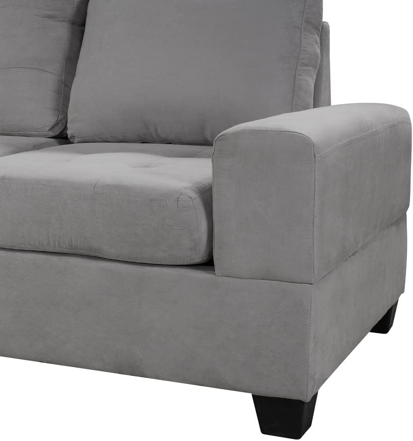 Camden Gray Velvet L-Shaped Sectional Sofa with Reversible Chaise and with Storage Ottoman
