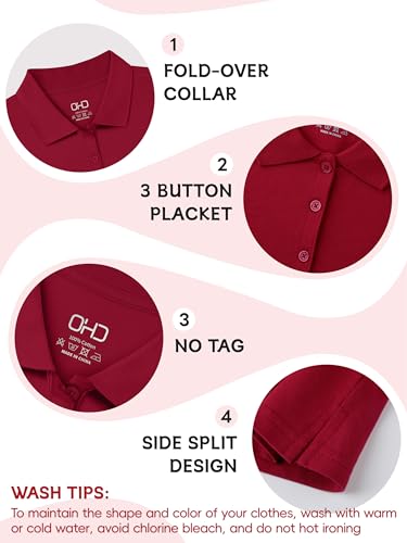 OHD 3 Pack Girls Polo Shirt School Uniform Polo for Girls Cotton Soft Short Sleeve Classic Collared Polo Shirt Size 3T-143