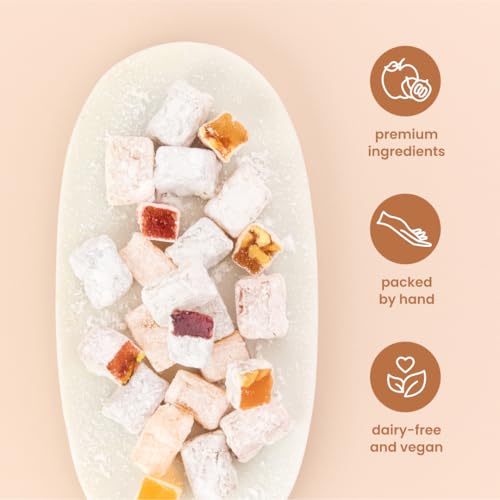 Liberty Orchards, Berry Delights - Assorted Vegan Berry Snack, Gluten Free, Lokum Nuts Strawberry, Blueberry Walnut Turkish Delight Candy Gift Box 10 Oz