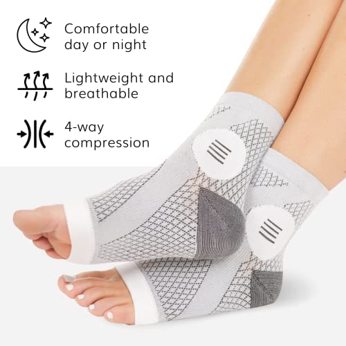 Image of BraceAbility Neuropathy Socks (3 Pairs) - Multipack Peripheral Compression Diabetic Toeless Foot Sleeves for Nerve Damage in Feet, Ankle Gout, Plantar Fasciitis Relief for Men and Women (S - Gray)