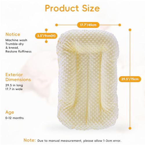 Image of Baby Lounger for Newborn,Baby Play Mat Tummy Time Soft and Breathable Cotton for Playtime & Learnning,Babies Essentials Gifts Home Travel 0-12 Months(Yellow Bean)