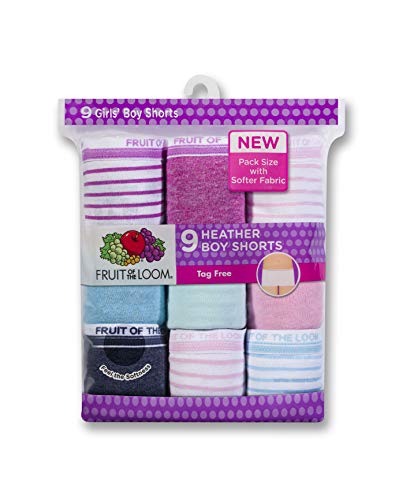 Fruit of the Loom Girl's 9 Pack Boyshort Underwear2