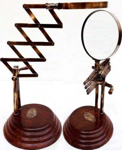 Acheter Loupe de bureau avec support en bois, lentille mobile, loupe nautique, lecteur de carte, lentille optique pour bijoux